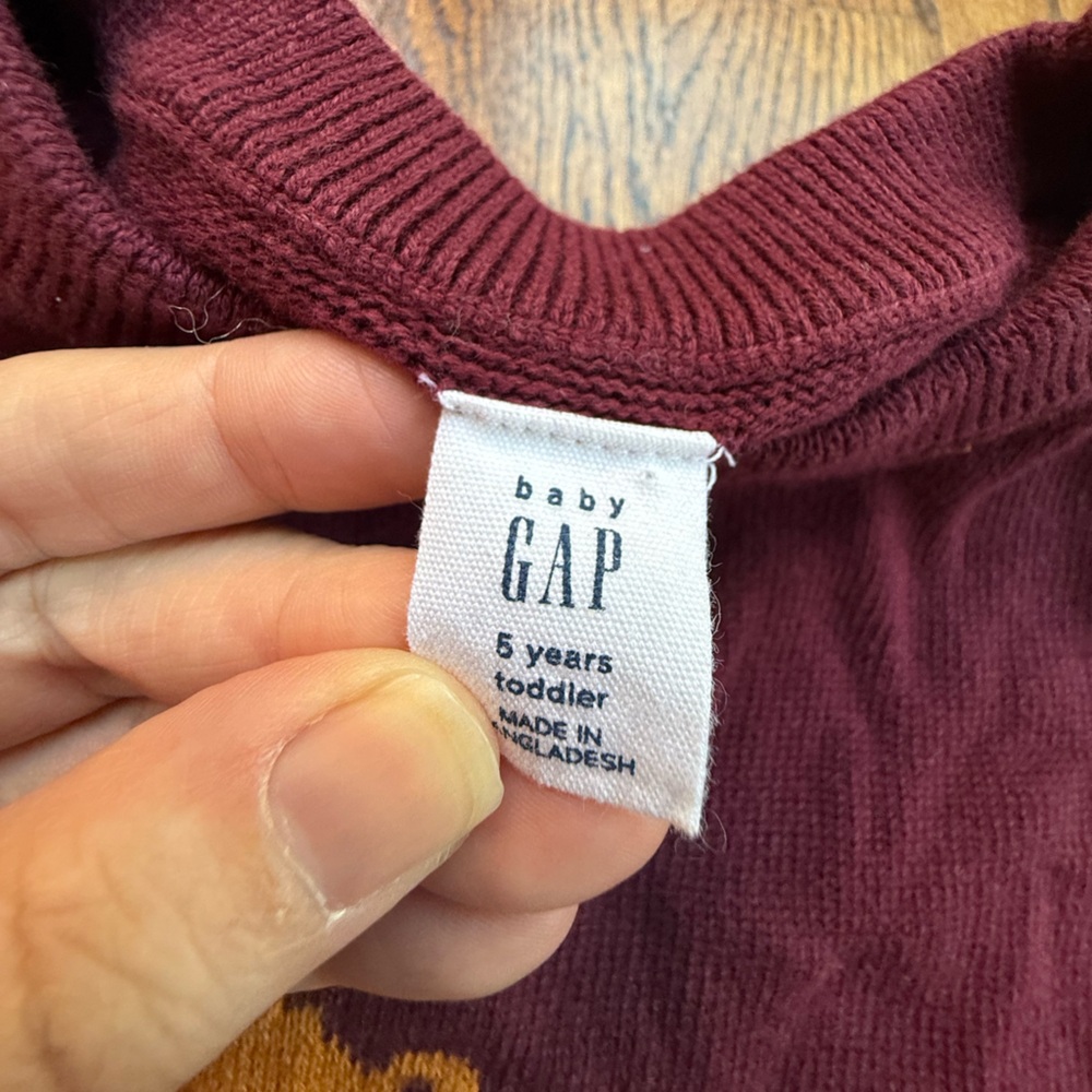 Gap Christmas Excavator Sweater Sz 5 - Picture 5 of 6